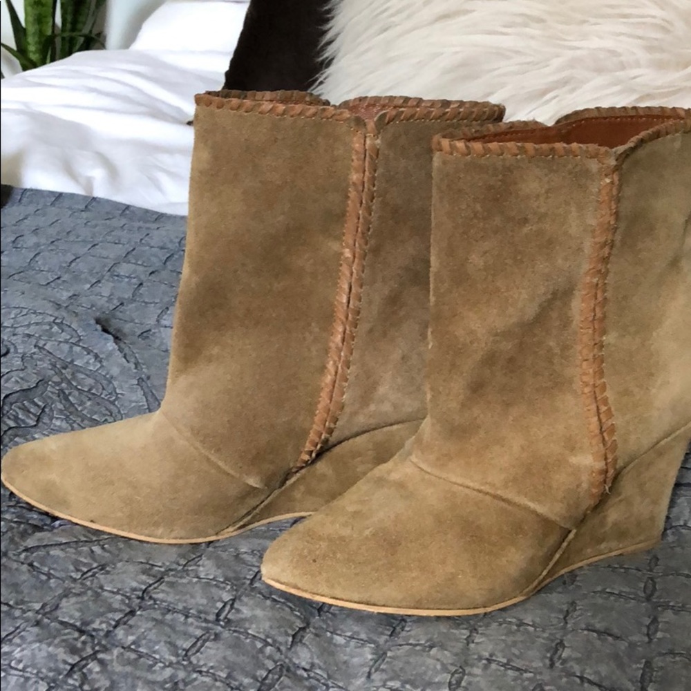Suede wedge booties